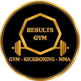 Results Gym black and gold circular logo