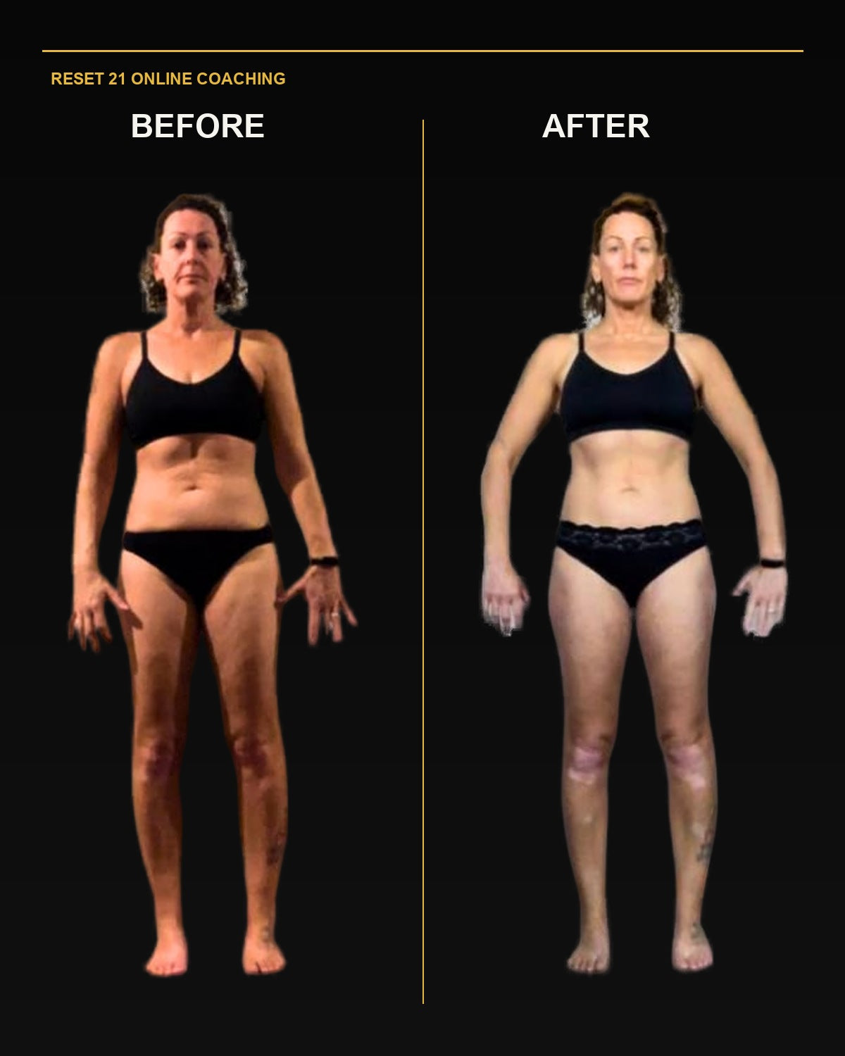 Finished Reset 21 client progress design showing complete before and after views